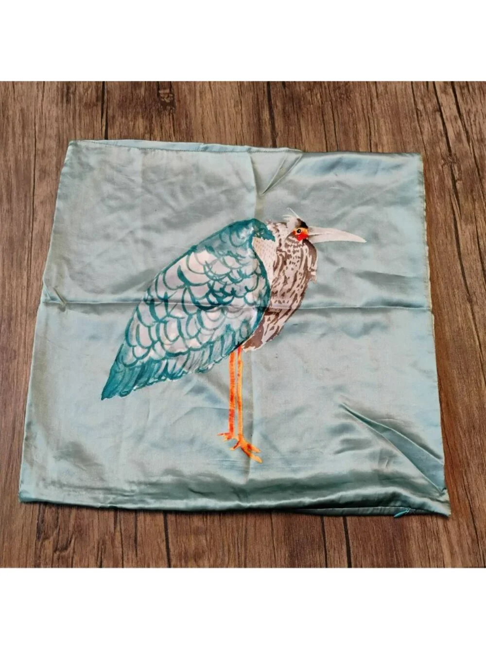 West Elm Blue Heron Silk Pillow Cover 18